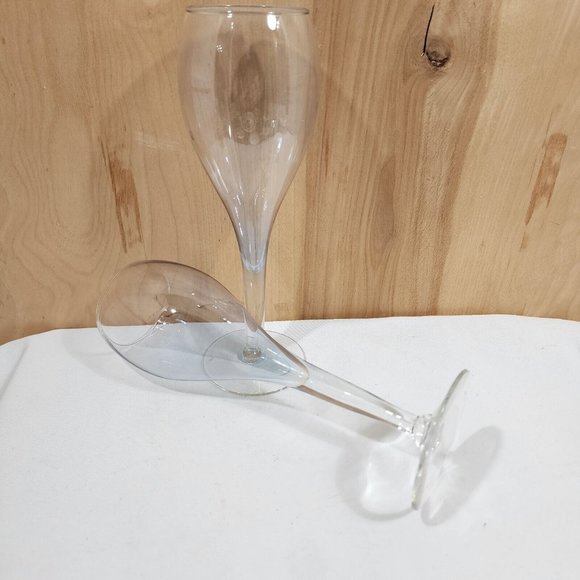 2) Teardrop Blue Luster Champagne Glasses tulip style flute - Picture 1 of 9